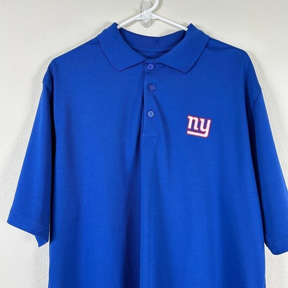 Antigua New York Giants Polo Shirt Size L Blue Embroidered Logo NFL Polyester - Picture 2 of 10